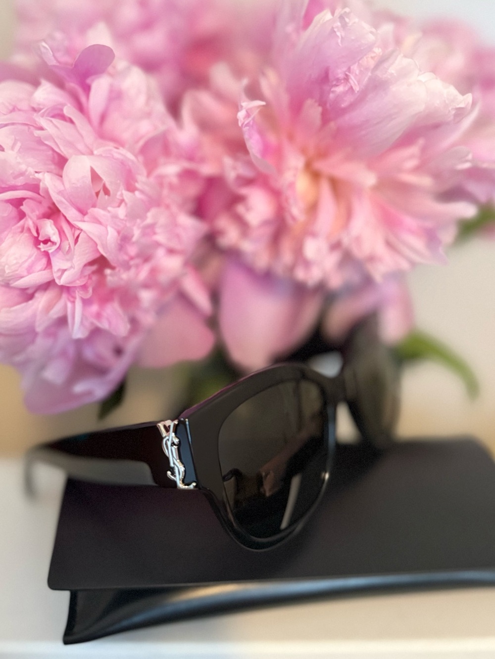 Yves Saint Laurent Black Sunglasses with Silver YSL Logo